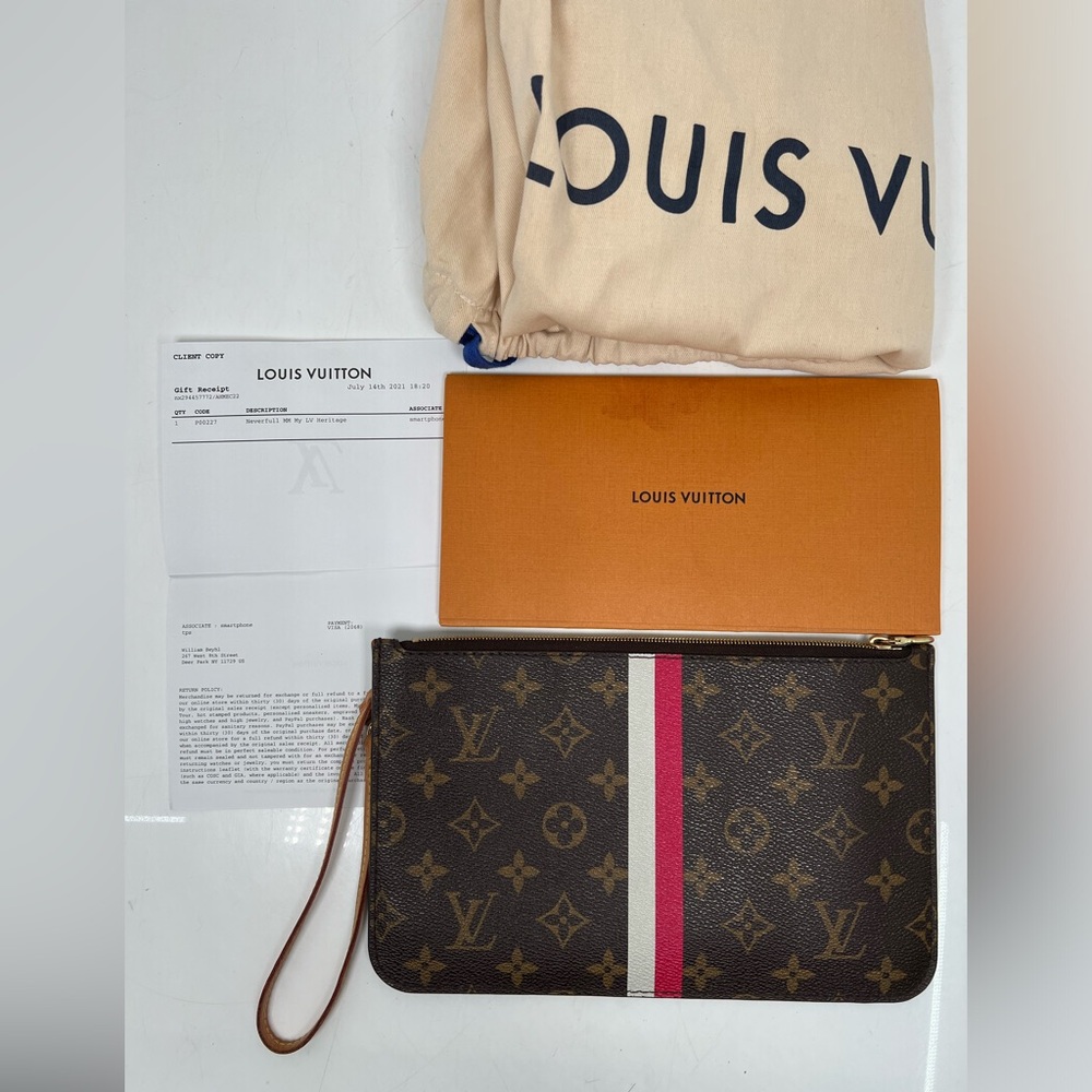 LOUIS VUITTON Neverfull My LV Heritage MM Monogram With Pouch Pink Stripes - Picture 11 of 14